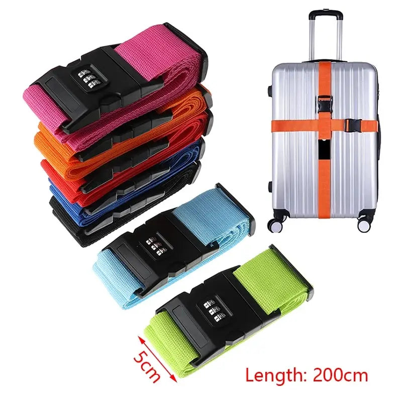 1PC Travel Luggage Strap Adjustable Password Lock Packing Belt Baggage Secure Lock Anti-theft Luggage Suitcase Buckle Strap