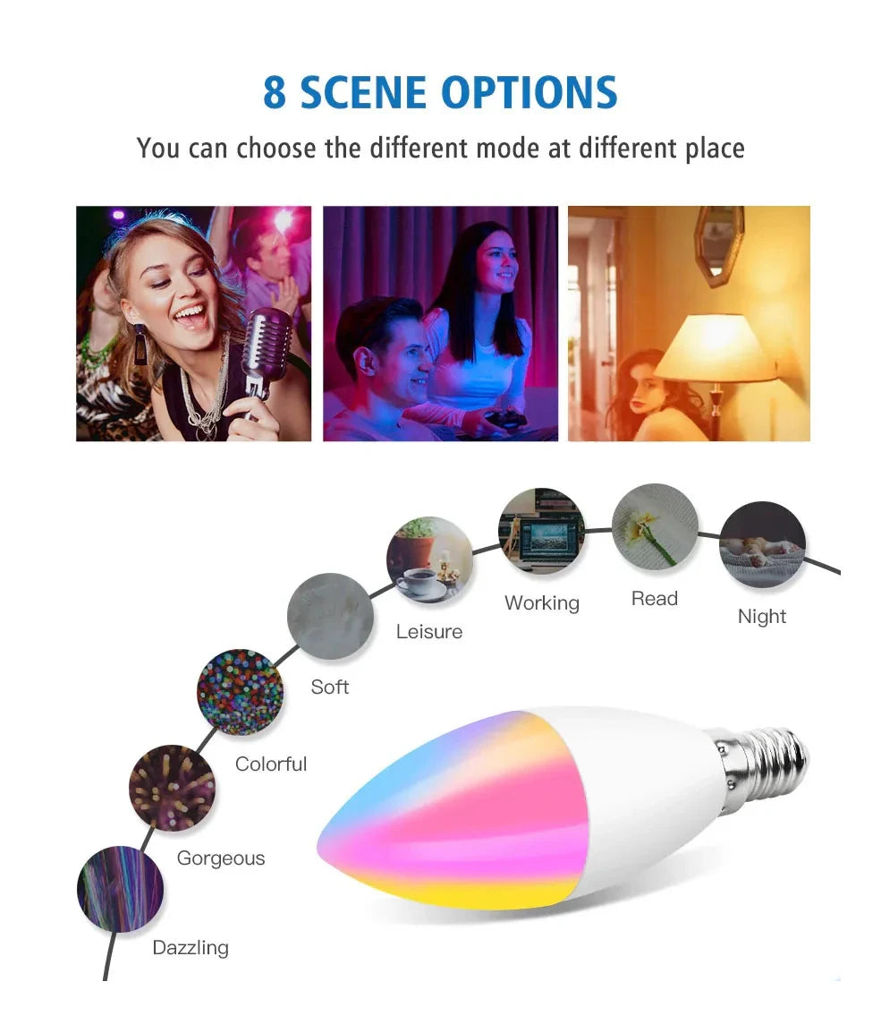 Smart Wifi Led Bulb Light E14 EWelink Zigbee Candle Lamps RGB APP Voice Control Google Home Alice Yandex for Room Home Decor