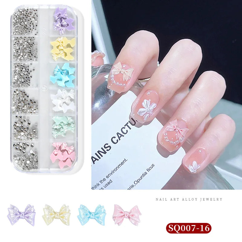 3D Nail Art Rhinestones Nail Decorations Gems Crystal Pearl Butterfly Half Beads Nail Art DIY Decoration Wholesale Mix Size