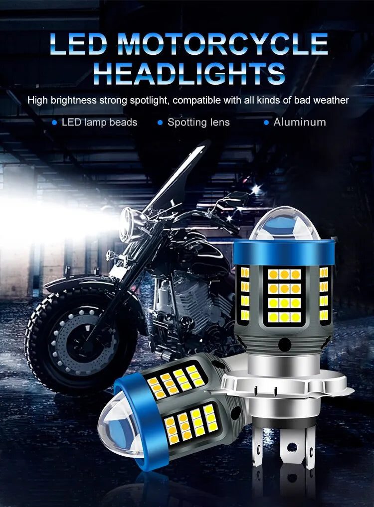 H4 H6 BA20D LED Motorcycle Light Bulb LED Fisheye Lens Dual Color White Yellow CSP Chip Motorbike Headlight Scooter Fog Lamp