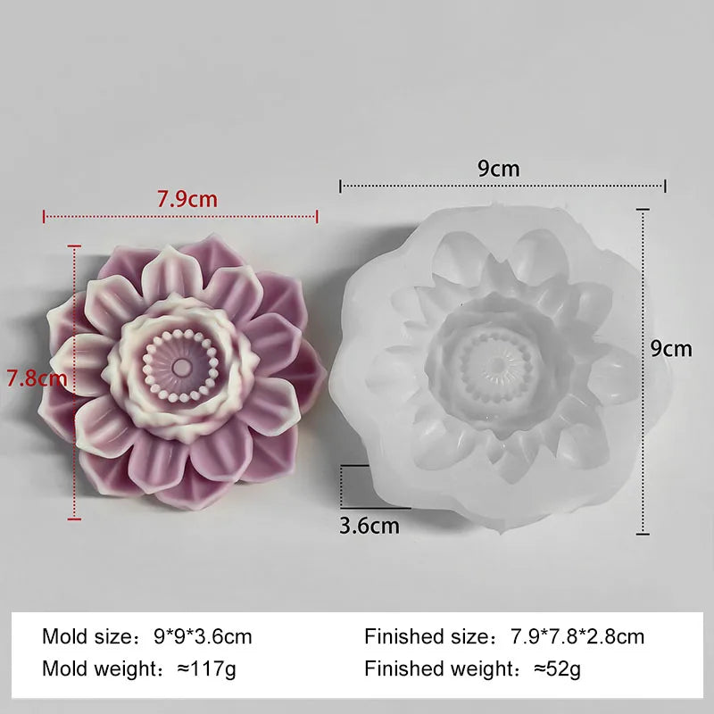 1pcs Lotus Flower Candle Silicone Molds 3D Blooming Flowers Soap Plaster Resin Mold DIY Making Chocolate Fudge Tools Home Crafts