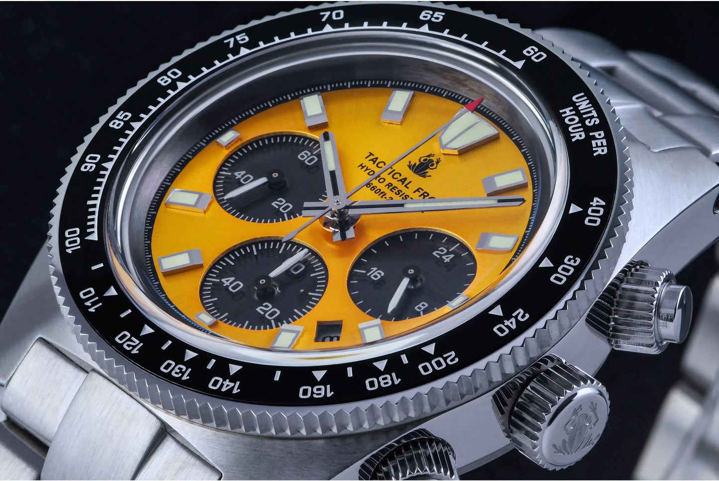 Tactical Frog Chronograph Watch Sapphire Crystal Mirror Ceramic Bezel V2 Solar VS75A Eco-Drive Quartz 20Bar Luminous Mens Watch