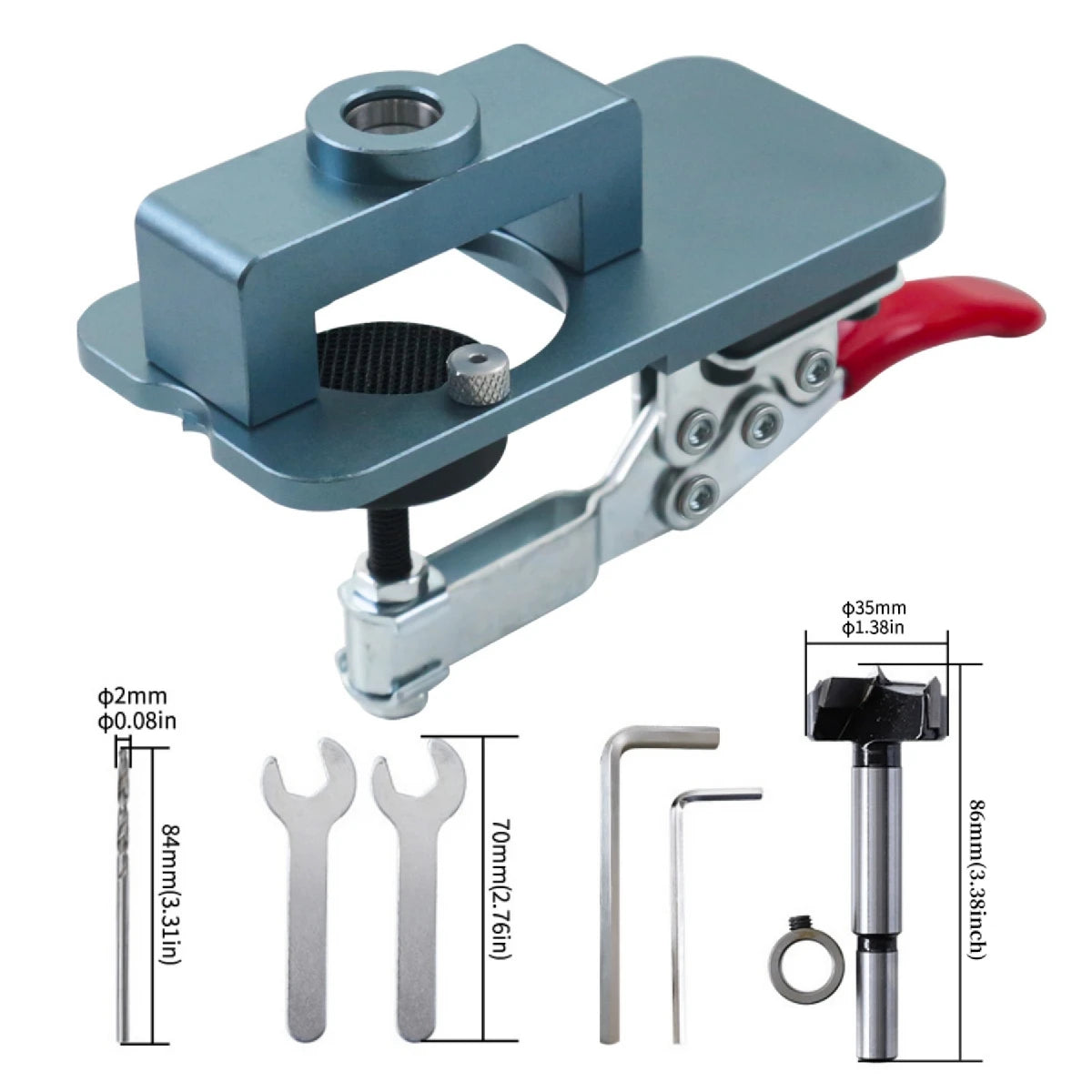 35mm Hinge Boring Jig Kit - Concealed Hinge Drilling Guide Jig - Aluminum Alloy Hinge Hole Opener Template Puncher Locator