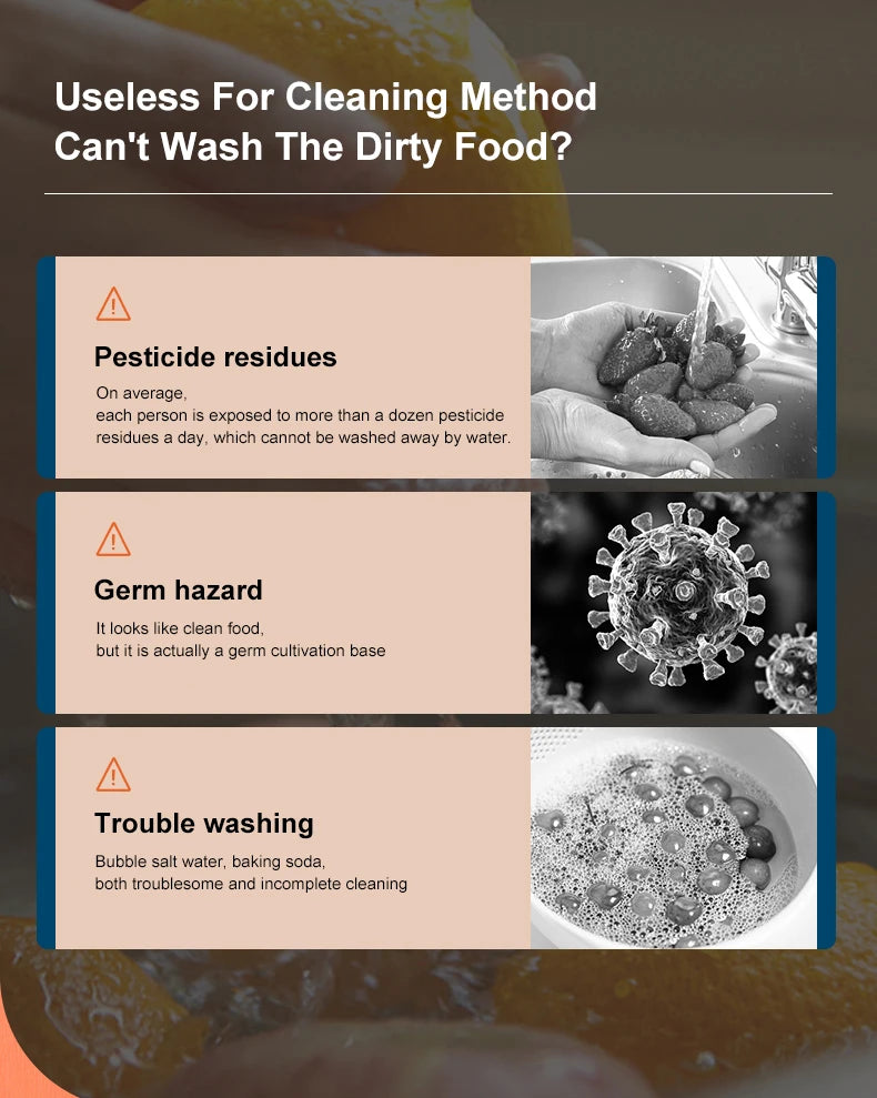 Fruit Vegetable Washing Machine Capsule Shape Wireless Food Purifier Household Pesticide Disinfection Vegetables Cleaner Machine