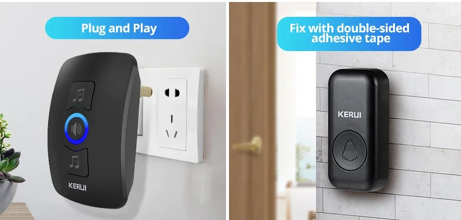 KERUI Wireless Doorbell Waterproof OutDoor Smart Home Door Bell Welcome Melodies Chime Kit LED Flash Security Alarm For House