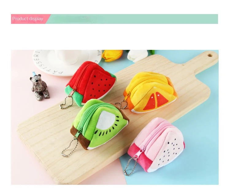 Cartoon Fruit Creative Plush Three-dimensional Coin Wallet Storage Bag School Bag Hanging Children's Holiday Gifts