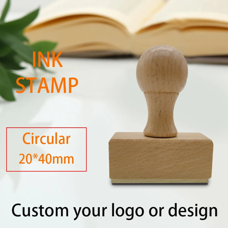 Custom Wooden Stamp Seal Personalized Logo Wedding Party Packaging Stamp Company Address&Name Self Inking Rubber Stamp Artwork