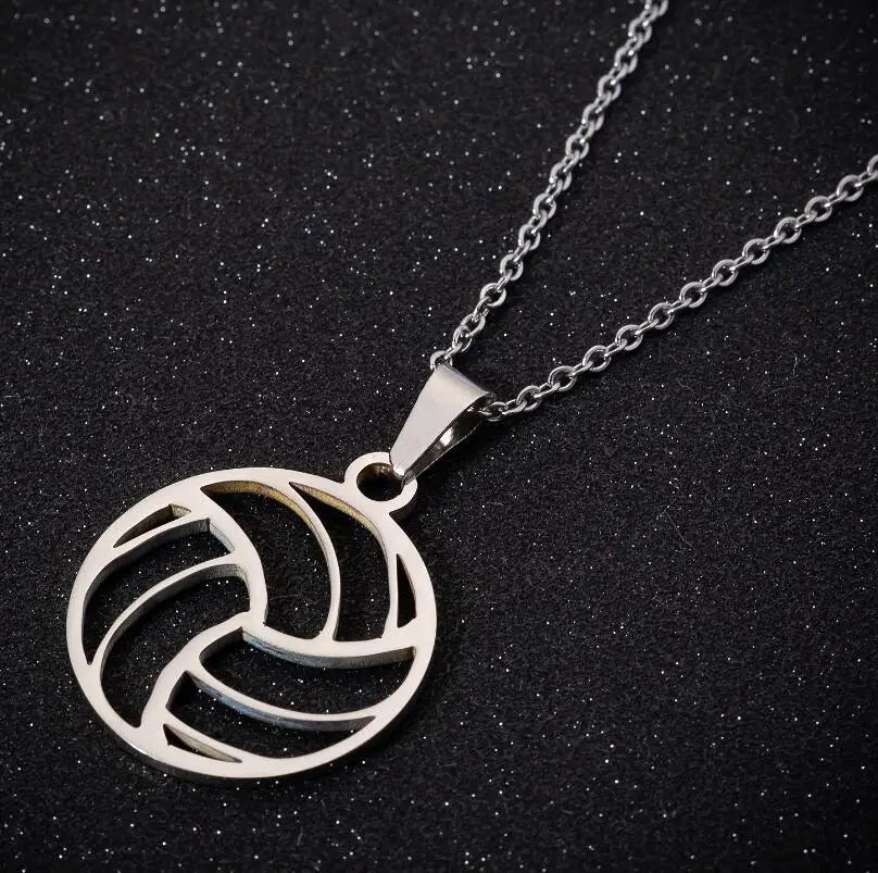 Stainless Steel Necklaces Beach Volleyball Hollow Ball Pendant Chain Collar Fashion Necklace for Women Men Jewelry Party Gifts