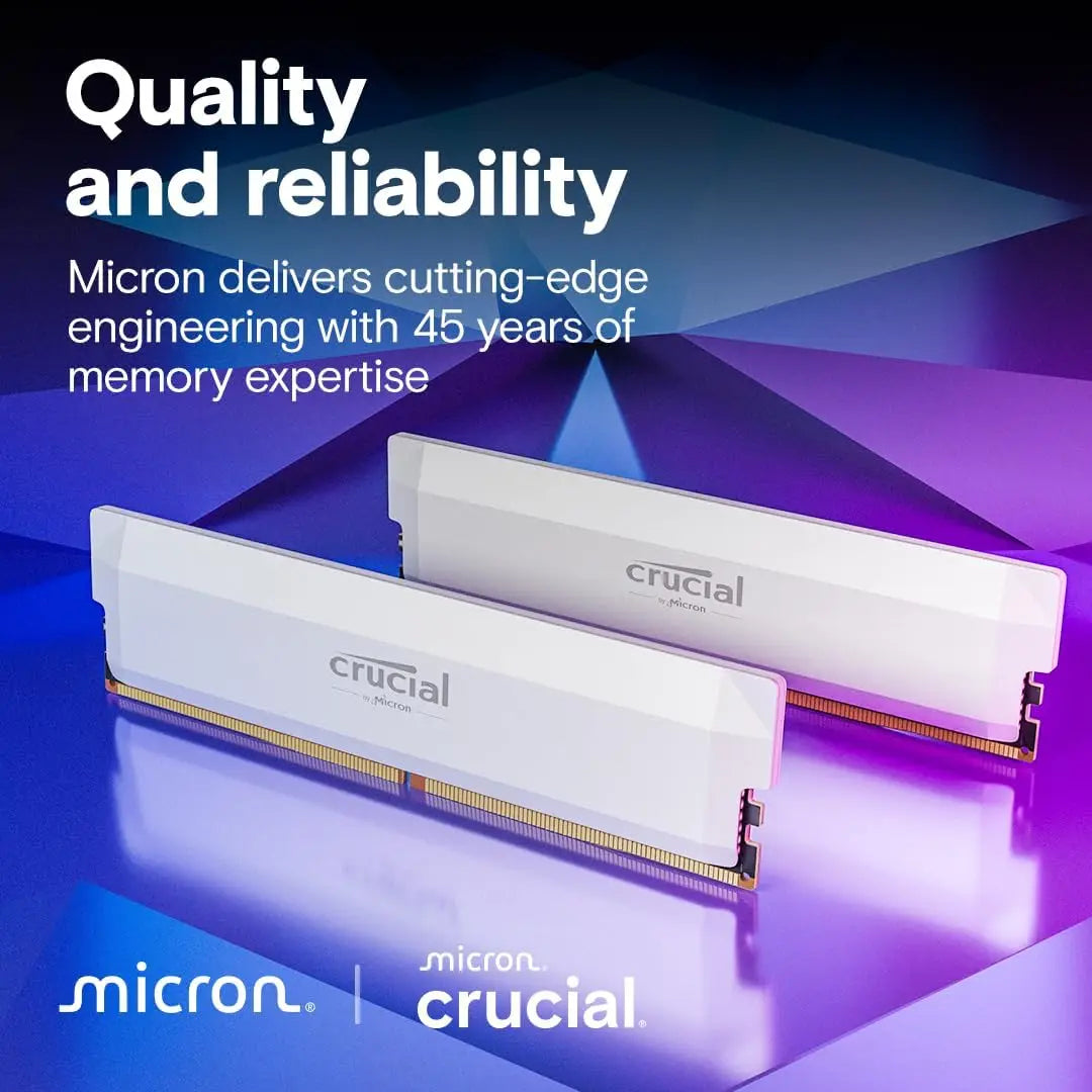 Crucial Pro DDR5 RAM 32GB Kit (2x16GB) 6400MHz CL38, Overclocking Desktop Gaming Memory, Intel XMP 3.0 & AMD Expo Compatible