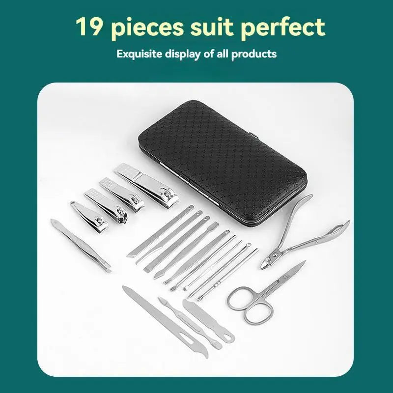 19pcs Stainless Steel Nail Scissor Set Full Set Nail Clippers Household Cuticle Nipper Manicure Tools Nail Clippers