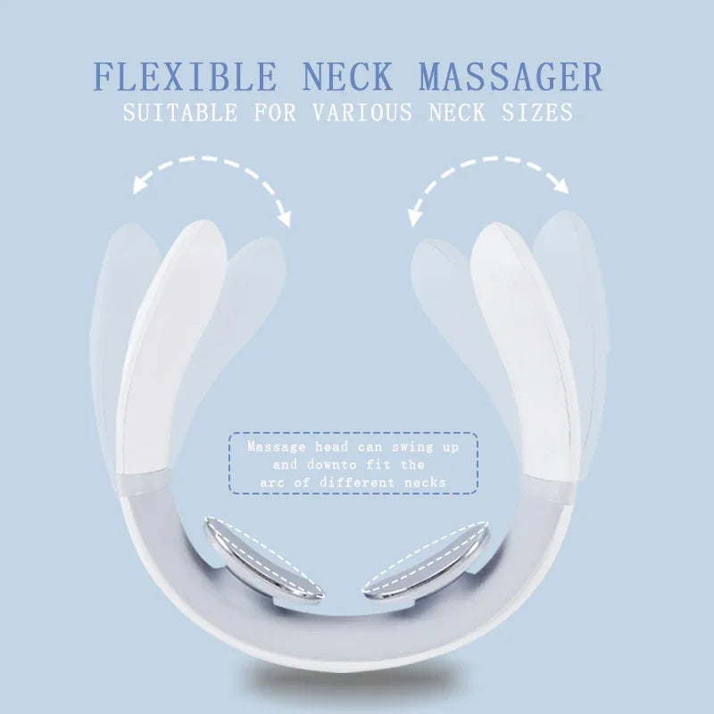 Electric Neck Massager USB Charging Portable Cervical Massage Device for Work, Travel, Portable Operation Simple White