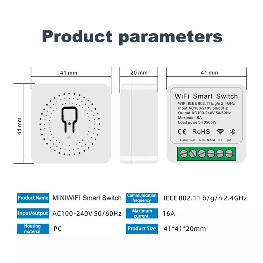 EWeLink WIFI Smart Switch DIY Module Wireless Voice Control 16A Mini DIY Light Breaker 2 Way Control Switch Alexa Google Home