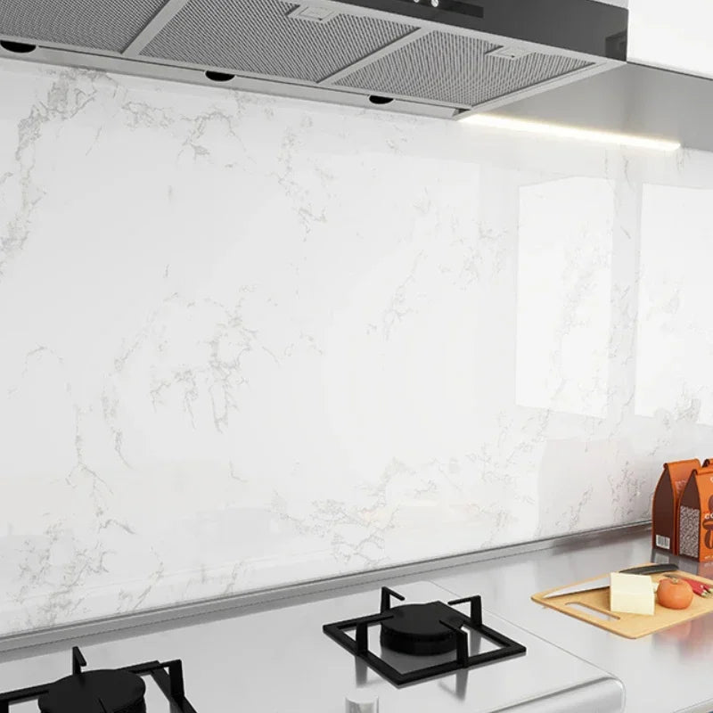 Glossy White Self-adhesive Kitchen Sticker, Water and Moisture Resistant for Countertop and Table Decoration, Cabinet Protection
