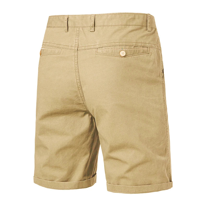 8 Colors Mens Cotton Casual Shorts Summer Business Casual Knee Pants Classic Khaki American Style Streetwear Golf Shorts Beige