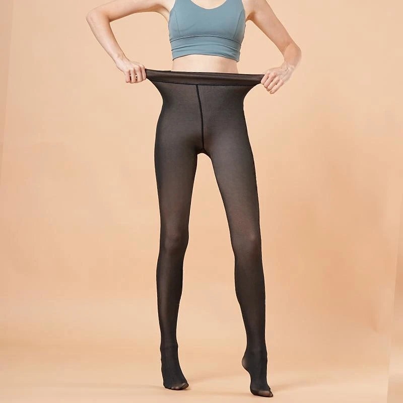 Winter Warm Fleece Tights Sexy Thermal Translucent Slim Stockings Elastic Velvet High Waist Pantyhose Thicken Female Stocks