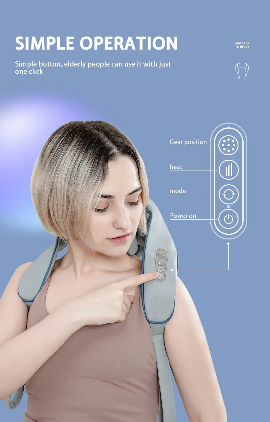 Mini Relaxer  Portable Dredge Kneading Smart Electric Wrap Heated Trapezius Muscle Neck Multifunctional Shiatsu Massage Shawl