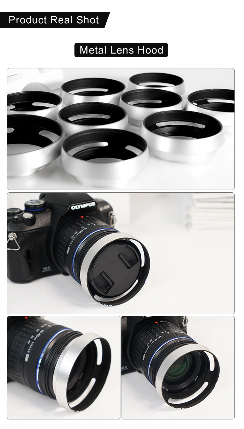 37/39/40.5/43/46/49/52/55/58/62mm Metal Hollow Camera Lens Hood for Fuji Nikon Pentax Sony Olympus Canon Hollow out Lens Hood