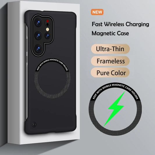 Ultra Slim Magnetic Frameless Solid Color Phone Case for Samsung S26 S25 FE Edge S24 S23 S22 S21 FE Plus Ultra Magsafe Cover