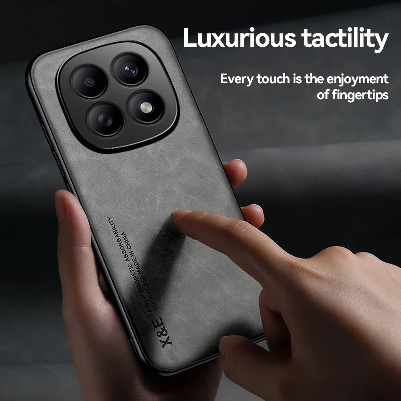 Luxury Leather Case For Redmi Note 15 Pro 5G Pro+ Plus Note 15 Pro 4G Cover With Metal Plate Support Car Hold Capa Fundas