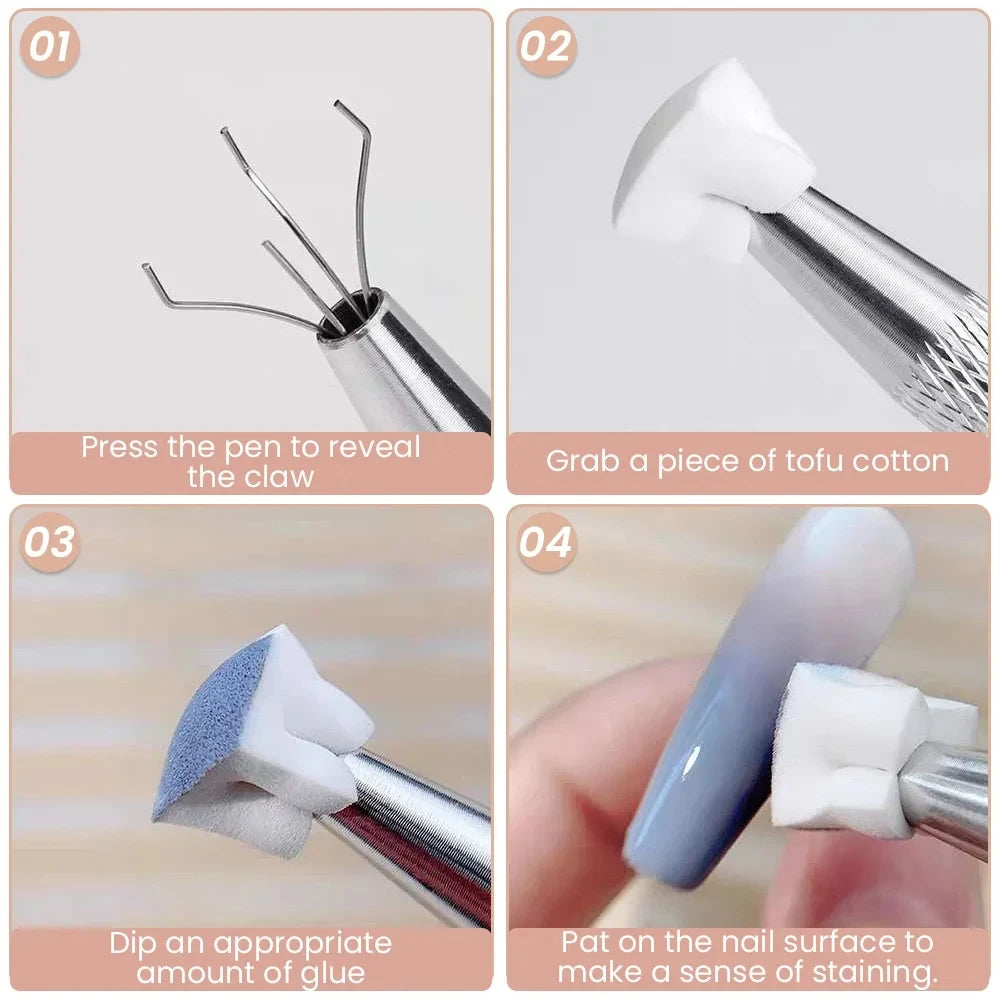 50PCS Sponge Gradient Nail Art Stamper Tools Gel Polish Color Gradient Brush Glitter Powder Dotting Pen For Manicure Accessories