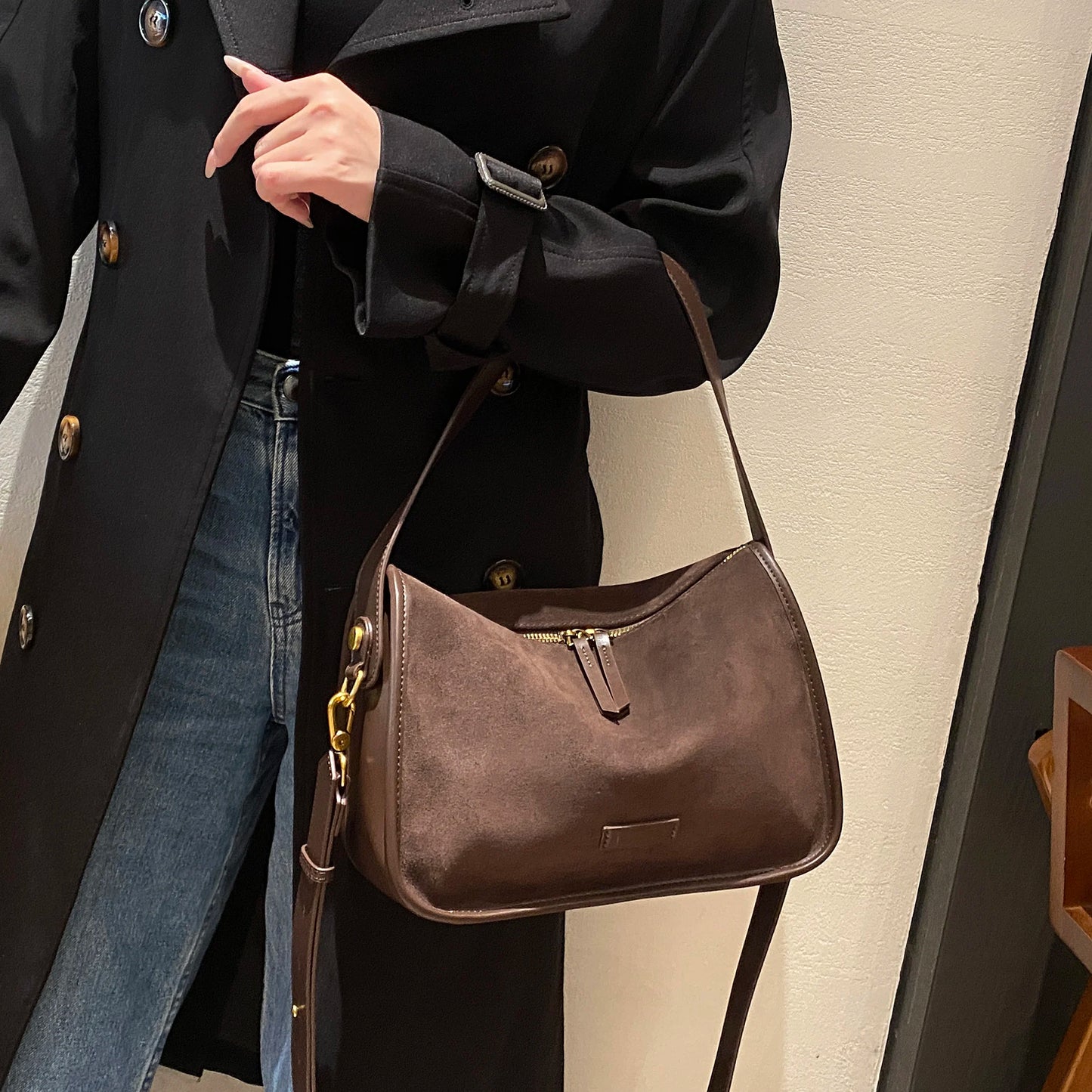 Suede Cowhide fashion ladies shoulder cross coffe bag luxury designer women brown handbag angola red