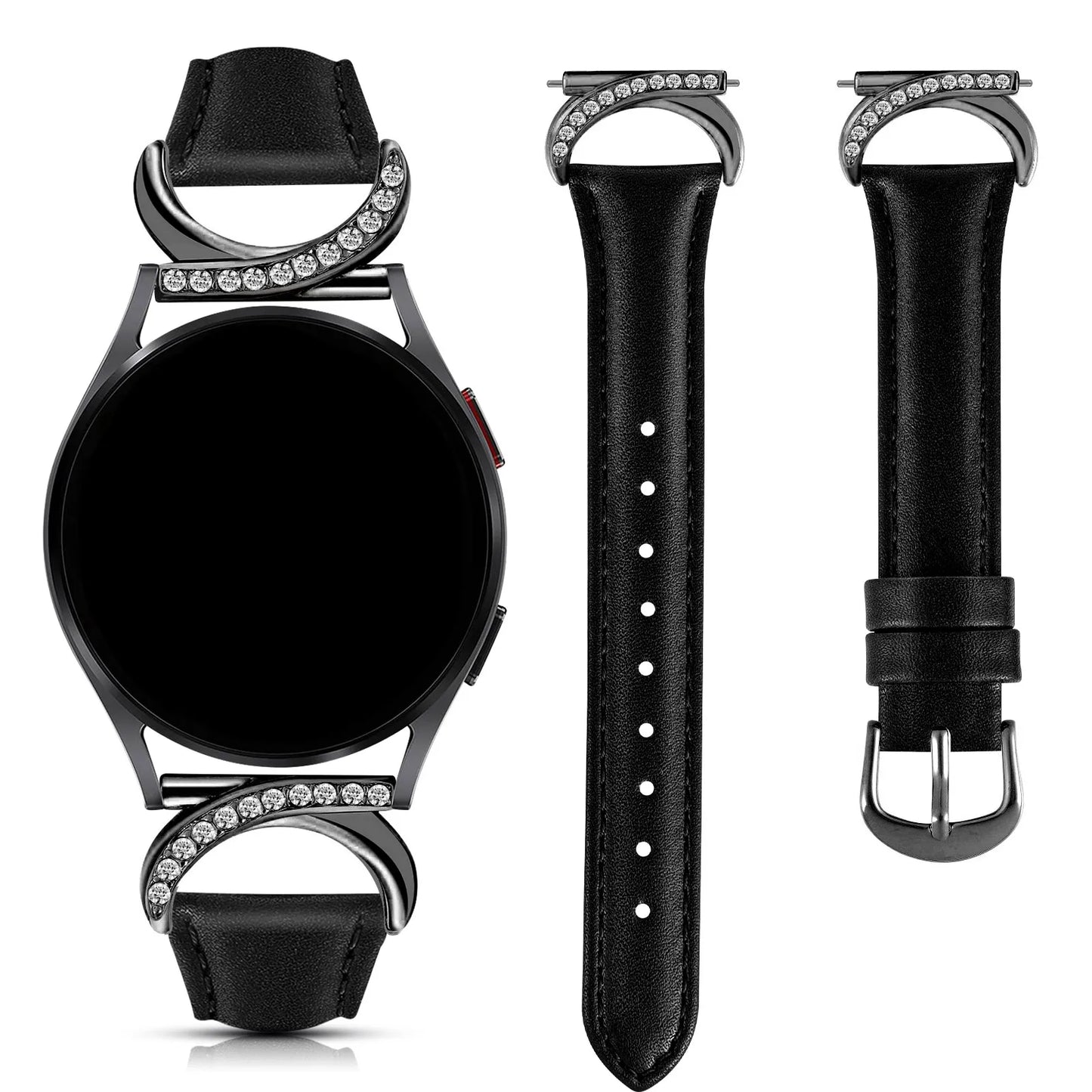 Leather strap compatible with Samsung Galaxy Watch 7/6/5/4 Classic strap 40/42/44/43/45/46/47mm Stylish 20mm strap for women