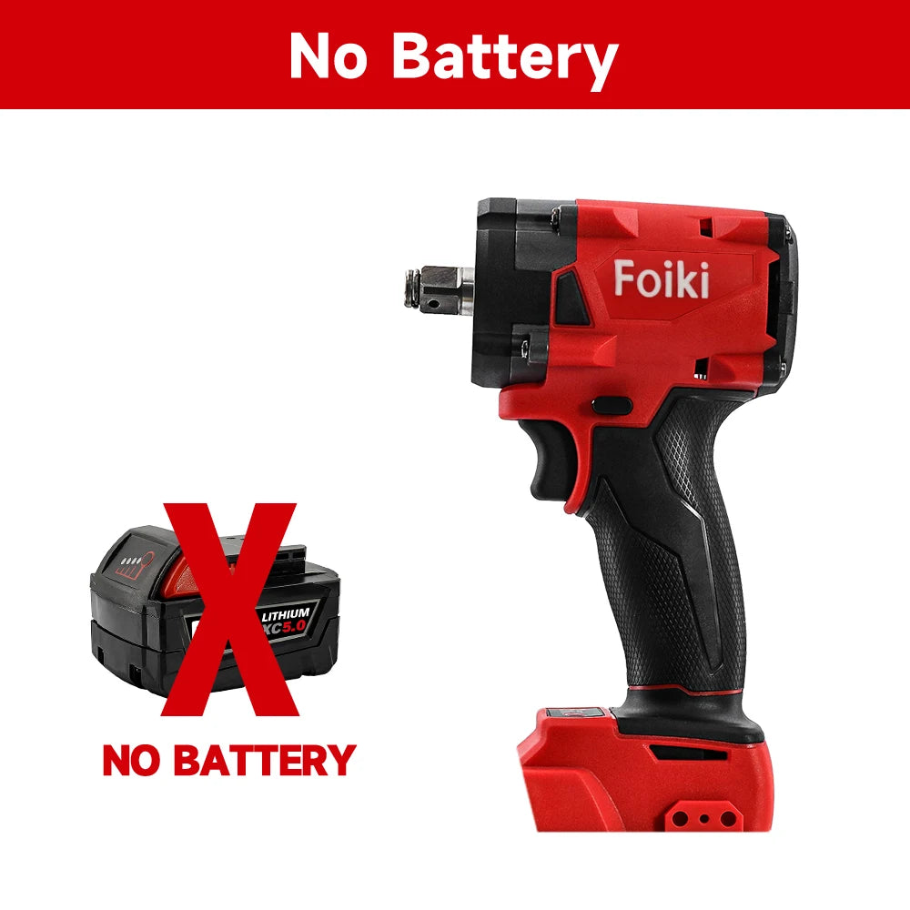 Foiki 18V Cordless Brushless Electric Wrench 300N.m Disassembly Wrench Nut Car Maintenance Electric Tools Fit Milwaukee Battery