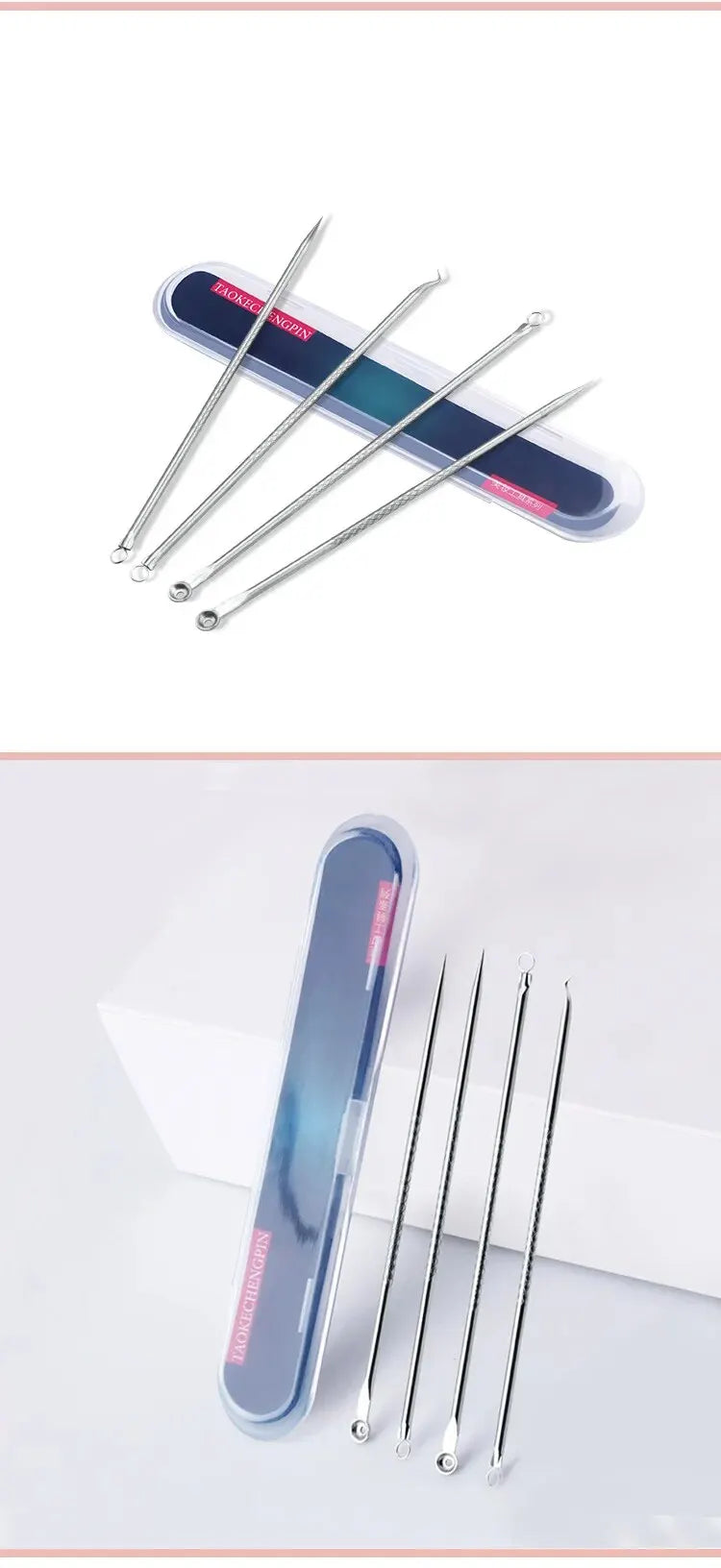 Stainless Steel Beauty Needle Acne Needle Dual-purpose Acne Remover Acne Removing Acne Beauty Tools Pimple Pin 4 PCs Set