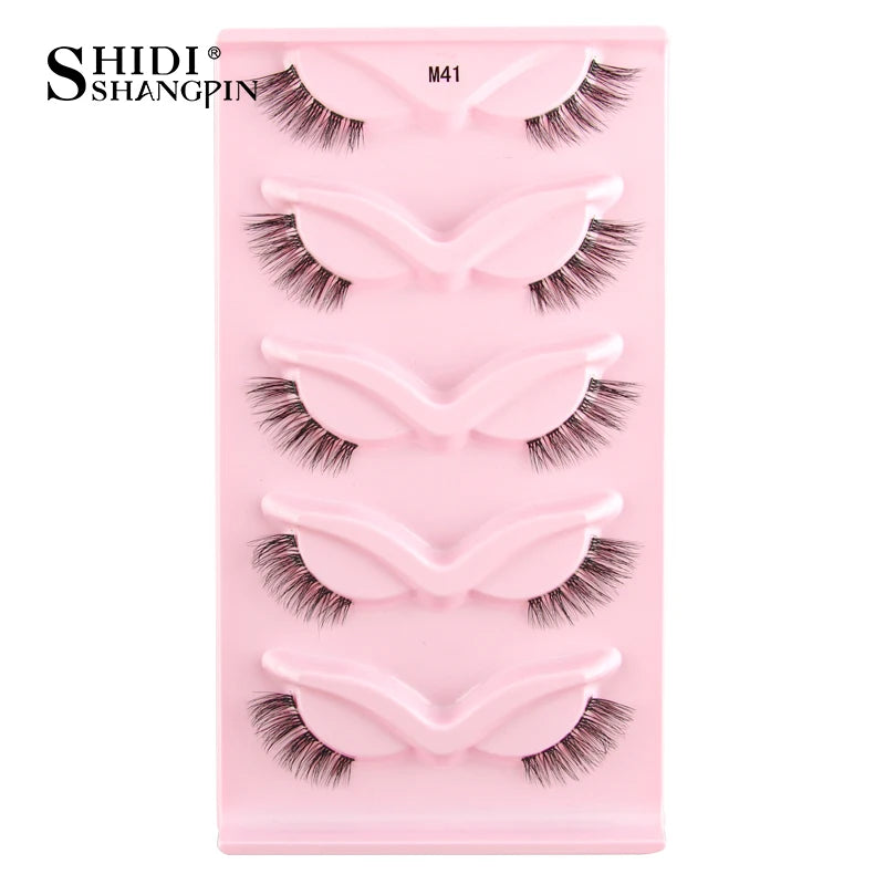 3/5 Pairs Cat Eye False Lashes Natural Short Fluffy Eyelashes Wispy Half False Eyelashes Eye End Extension Faux Mink Makeup