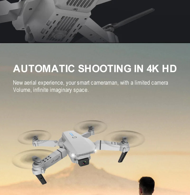 KOHR E88 Pro Drone 4K Professinal With 1080P Wide Angle HD Camera Foldable Quadcopt RC Helicopter WIFI FPV Height Hold Gift Toys