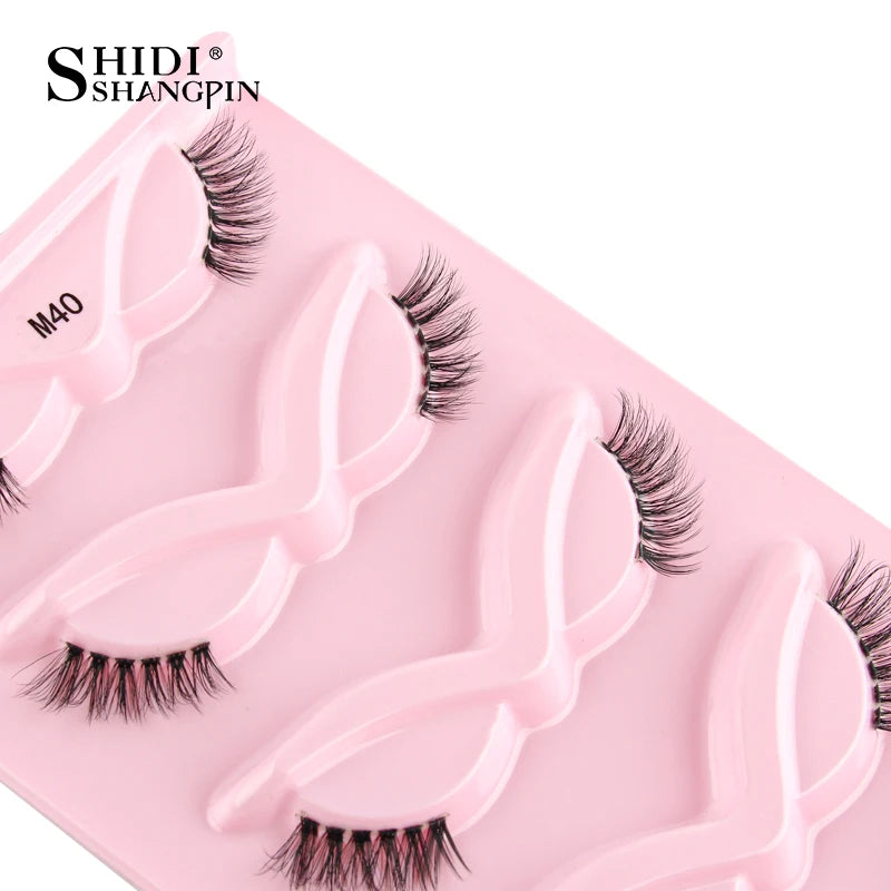 3/5 Pairs Cat Eye False Lashes Natural Short Fluffy Eyelashes Wispy Half False Eyelashes Eye End Extension Faux Mink Makeup