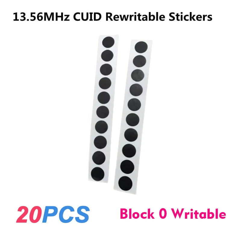 5/10/20Pcs IC CUID Android App MCT Modify 13.56MHz UID Changeable 1K S50 Tags Card Adhesive Sticker Keyfobs Block 0 Writable