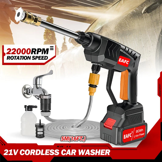 500W Wireless Portable Pressure Washer 21V High Pressure Cleaner Cordless Handheld Auto Spray for Cleaning Home Garden Jet Gun