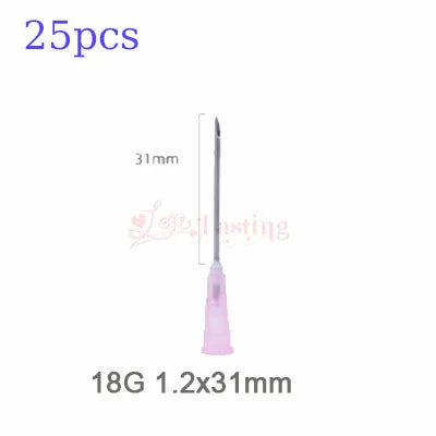 25pcs 18G 25G 27G 30G 31G 32G 34G Disposable Sharp Needle for Hyaluronic Acid Sterile Stainless Steel Tattoo Needles