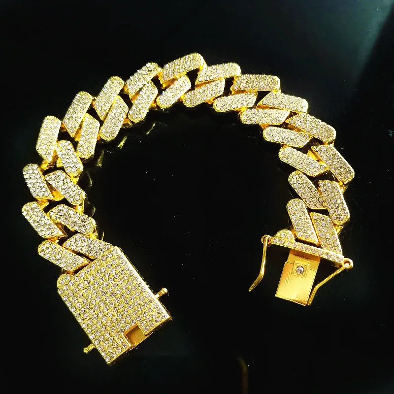 20mm Iced Out CZ Stone Men jewelry Hip Hop Micro Pave Cuban Link Chain High Quality Heavy Chunky Necklace 3 Rows Cubic Zirconia