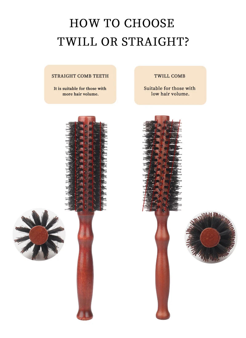 6 Types Curly Hair Comb Hairdressing Styling Tools Wooden Handle Bristle Rolling Hairbrush Combs