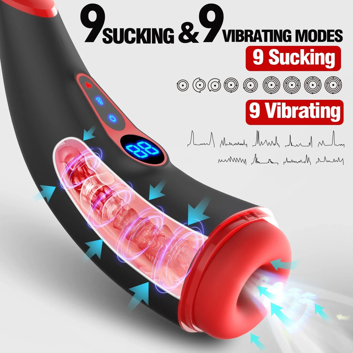 Automatic Sucking Male Masturbator Sex Toys for Men Heating Vibrating LCD Display Penis Pump Blowjob Male Adult Masturbators