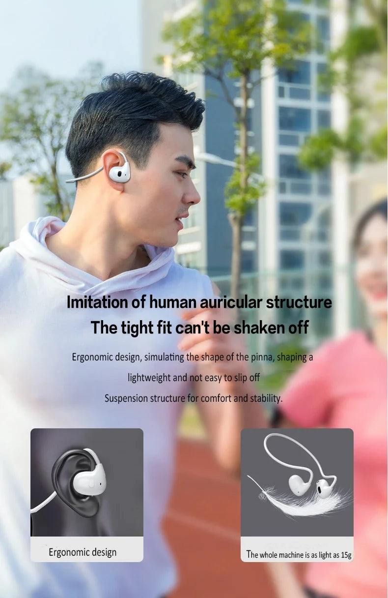 Wireless Bluetooth 5.3 Headphones Air-Conduction Waterproof Headset Stereo Over-Ear Sports Earphones Earbuds with Mic