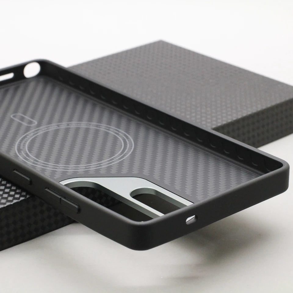 HANWOR Magnetic Carbon Fiber Phone Case for Samsung Galaxy S25 Ultra 600D Aramid Fiber Magnetic Cover S25 Ultra Magsafe Case