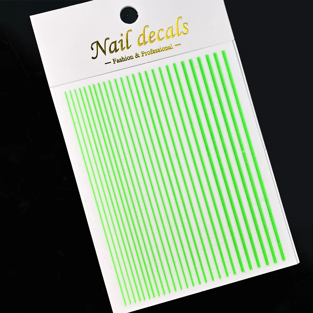 1Sheet Laser Gold/Silver Line 3D Nail Art Stickers Colorful/Black/White Stripe Self-Adhesive Slider DIY Lines Manicure Decals *&
