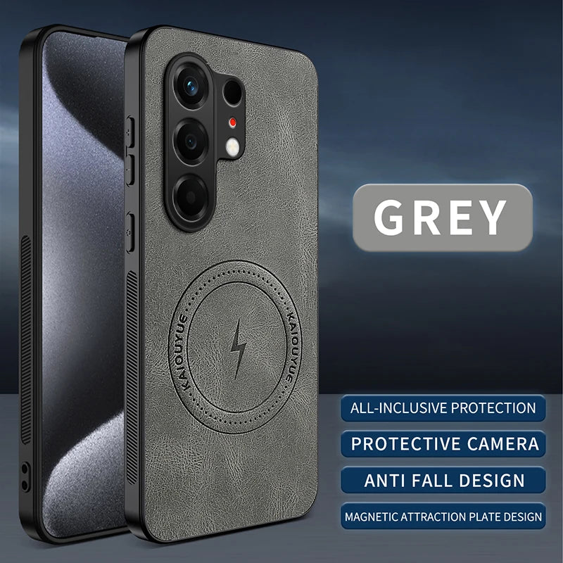 For Tecno Camon 50 4G Vintage Business Phone Case Cover Sheepskin Leather Magnetic Case Wireless Case for Tecno Camon 50 Pro 4G