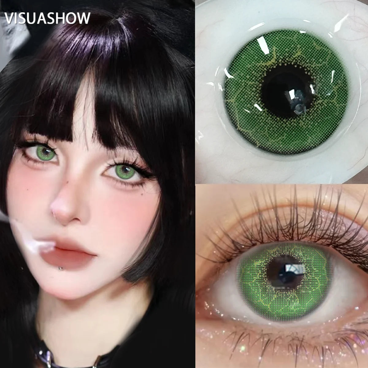VISUASHOW 1Pair Colored Contact Lenses Cosplay Red Blue Purple Green Brown Grey Anime Lenses Halloween Beauty Cosmetic for Eyes