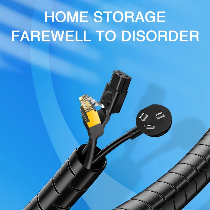 2M 16mm Flexible Spiral Cable Wire Protector Cable Organizer Computer Cord Protective Tube Clip Organizer Management Tools