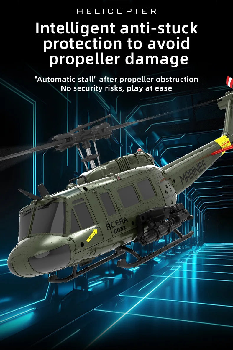 2.4G Hot UH-1 Huey 2.4G remote control helicopter six-channel six-axis gyroscope one-button inverted aerobatic helicopter model
