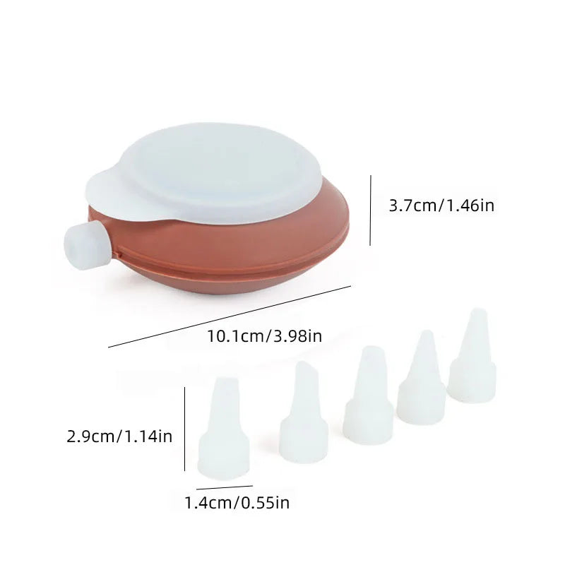Silicone Macaron Decorating Pot Set, Chocolate Jam Extruder, With 5 Decorating Mouth, Suitable For Macron, Cake Baking Supplies