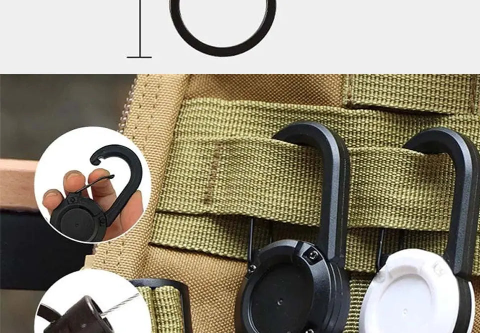 1PC New Outdoor Automatic Retractable Wire Rope Luya Anti-theft Tactical Keychain Telescopic Keychain Retractable Hook Tool