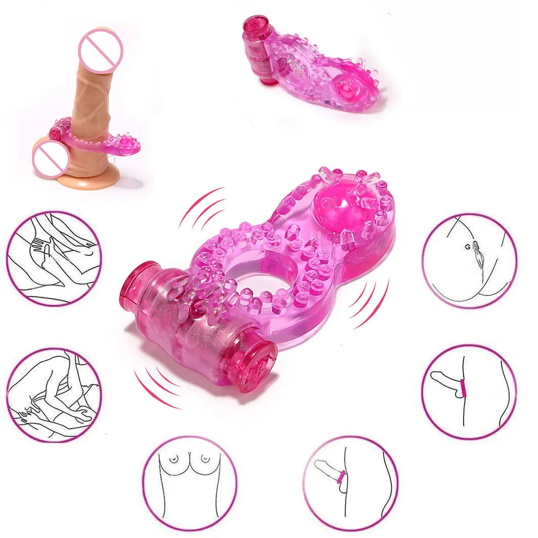 Cock Ring Vibrator Strong Penis Erect Penis Ring Crystal Butterfly Vibrating Rings Enhance Sex Ability Product Sex Toys For Men