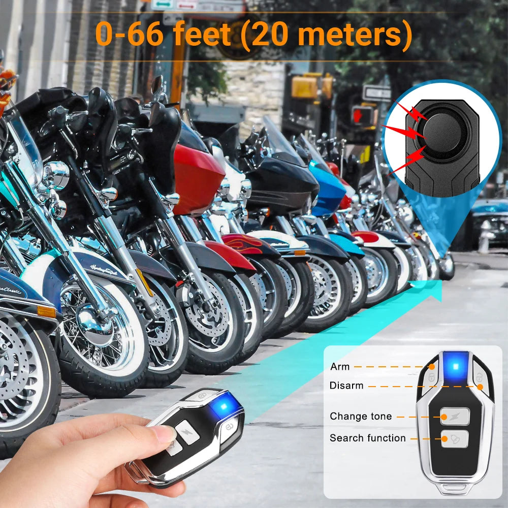 Gadpow Motorcycle Bike Wireless Remote Control Alarm Vibration Sensor 113dB Loud Waterproof Security Alarm