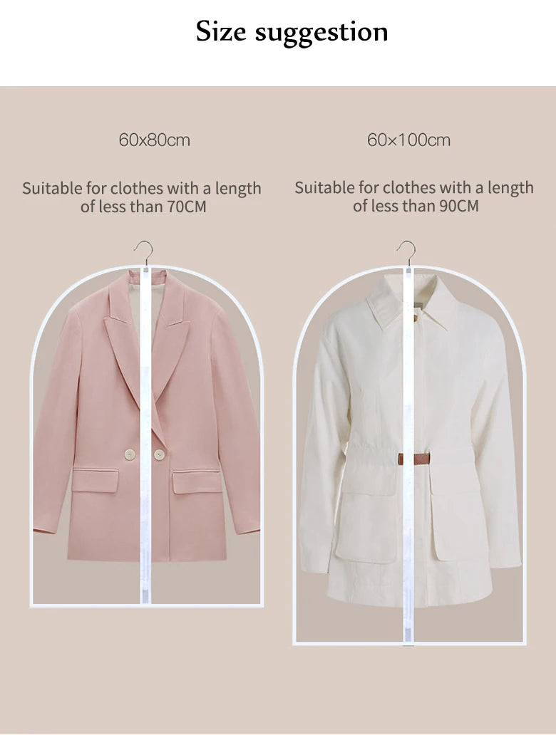 Dust proof Garment Protector Cover Bag Fully Enclosed Clothes Cover with Zipper Clothes Bags Hanging Durable Clothes Storage Bag