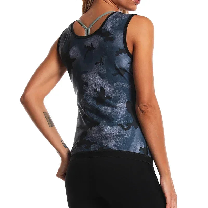 Women Camouflage Sauna Sweat Vest Body Shaper Slimming Fat Burner Tank Tops Weight Loss Workout Shapewear Gym Fitness Shirt